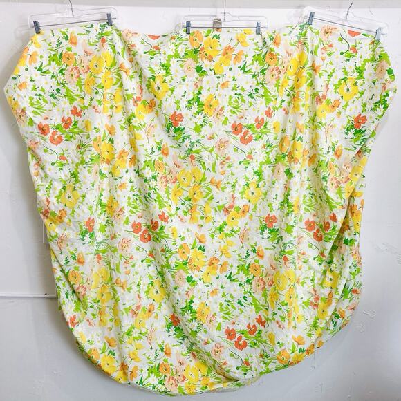 Lady Pepperell One Fitted Sheet No Iron All over Print Flower Power Orange Green - Picture 3 of 10
